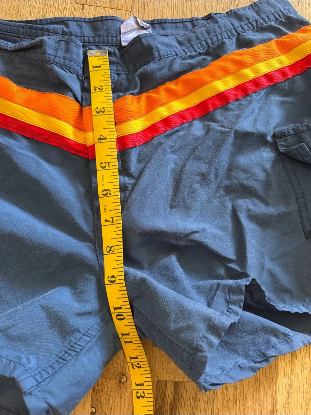 VTG 70s 80s Ocean Pacific OP Rainbow Stripe Board Shorts Swim Trunks Blue Med